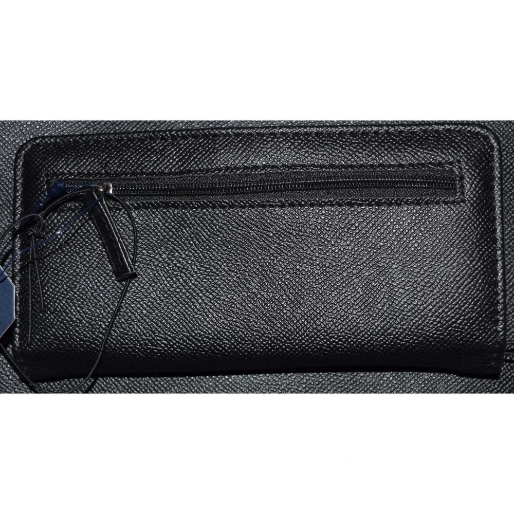 Nautica Slim Clutch Wallet Women OS Black NEW Saffiano Snap Card Slots